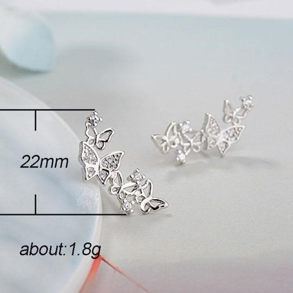🌸Glitter Hollow Butterflies 18k Gold Plated Butterfly Earrings Women, UNVN12425 - Picture 3 of 4